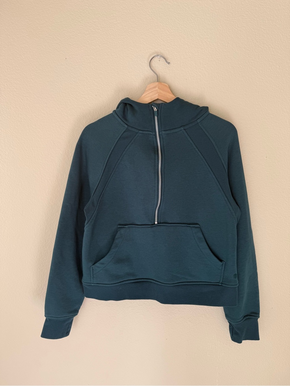 Danskin Teal Half-Zip Hooded Sweatshirt - Picture 3 of 6